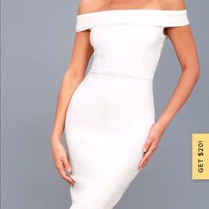NWT lulus Medium WHITE OFF-THE-
SHOULDER BODYCON DRESS